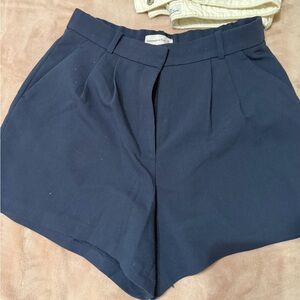 Abercrombie & Fitch Navy High-Waist Pleated Women’s Shorts